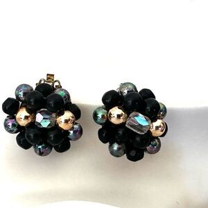 Cluster beaded clip on vintage earrings